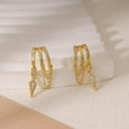 thumbnail image 5 of Peniguingy Dangle Earrings for Women,14k Gold Plated Triple Huggie Stud Earrings Cute Statement Chain Earring Dainty Drop Earrings for Women Trendy Gold Plated Jewelry, 5 of 5
