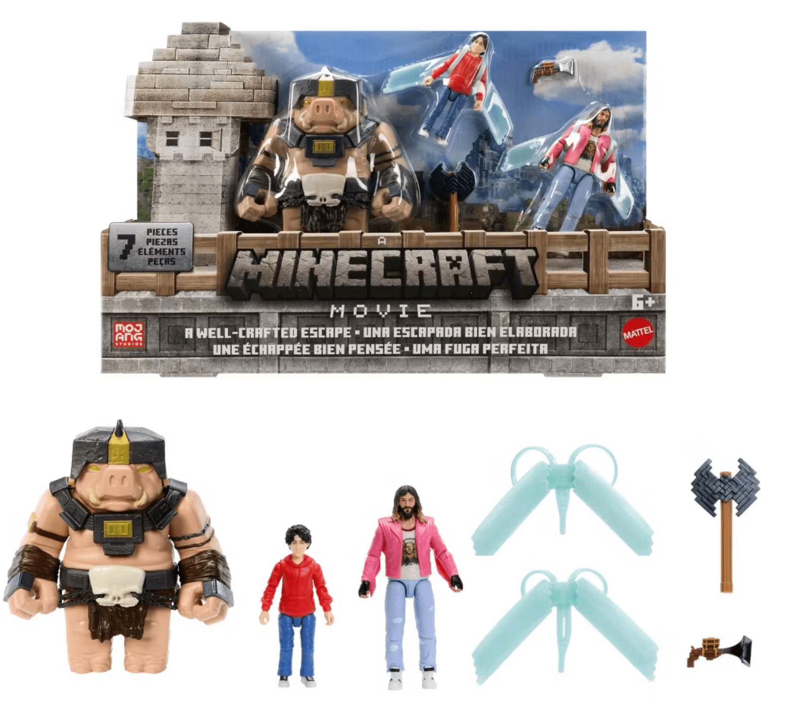Mattel Minecraft Movie Action Figures Pack, 3 Figures, Story