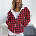 thumbnail image 2 of Baqcunre Womens Sweatshirt,Striped Gradient Plaid Printed Pocket Long Sleeve Jacket Zipper Hooded Sweatshirt,Womens Long Sleeve Tops Womens Hoodies,Zip Up Hoodie Women Red XS-6XL, 2 of 4