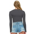 thumbnail image 6 of M&M SCRUBS Women's Long Sleeve Crop Tops Buttery Soft Y2K Baby Tee Super Stretch Casual, Workout Shorts T-Shirts (Charcoal, Small), 6 of 6