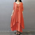 thumbnail image 1 of Robe Décontractée Ample pour Femme, Unie, à Manches Longues, Boho, Longue, Maxi, 1 of 7