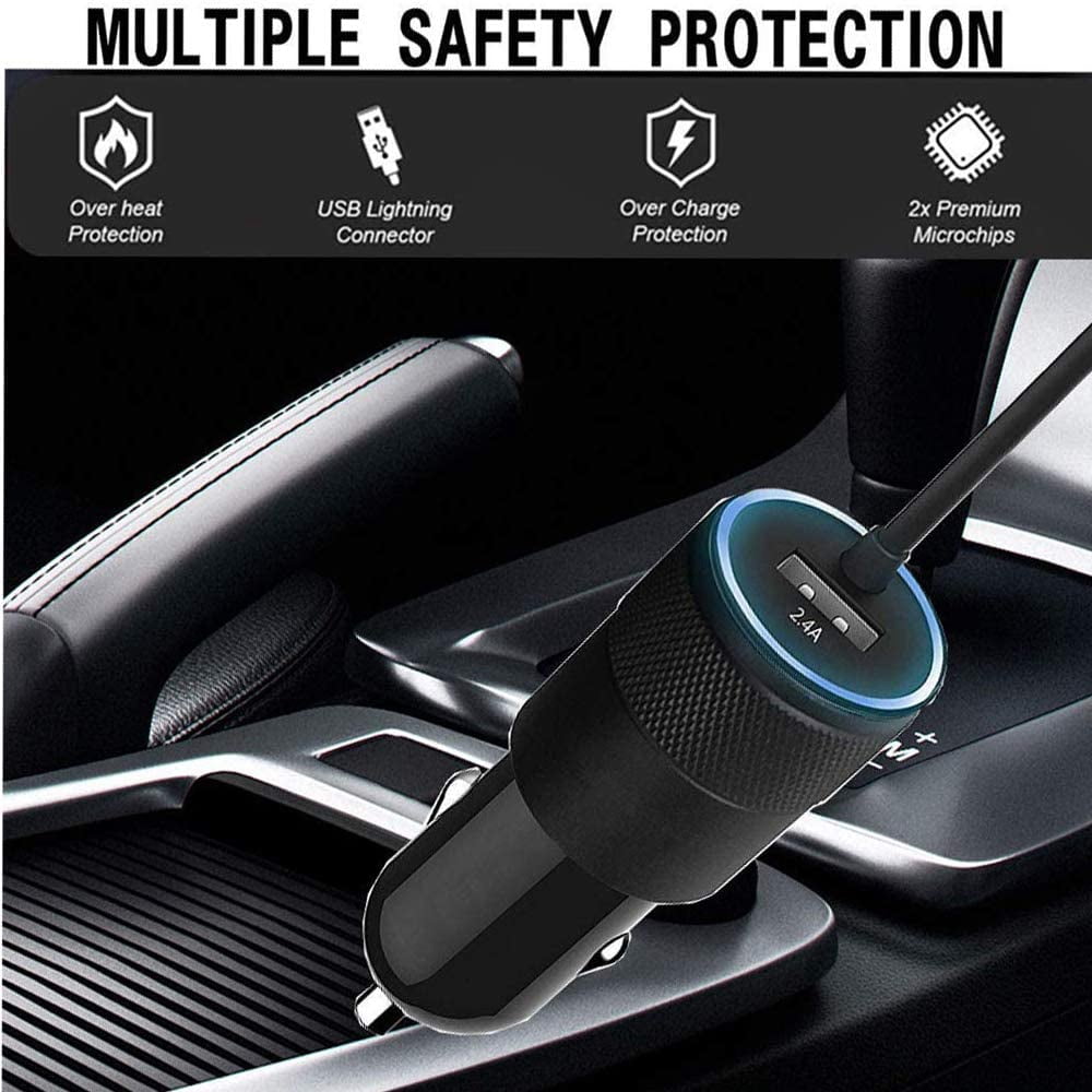 36W Fast Car Charger USB-C for Samsung Galaxy S25/Edge/Plus/Ultra - Power Adapter Coiled Type-C Cable Extra USB Port DC Socket Quick Charge