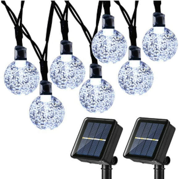 Solar Bulb String Lights Outdoor, 50 LED Fairy Globe String Lights Solar Powered / USB Powered,