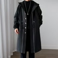 thumbnail image 2 of QHFBli Vintage Mens Trench Coat Fall Arrival Oversized Mid Length Hooded Anorak Coat Stylish Casual Trench Jacket Black XL, 2 of 4