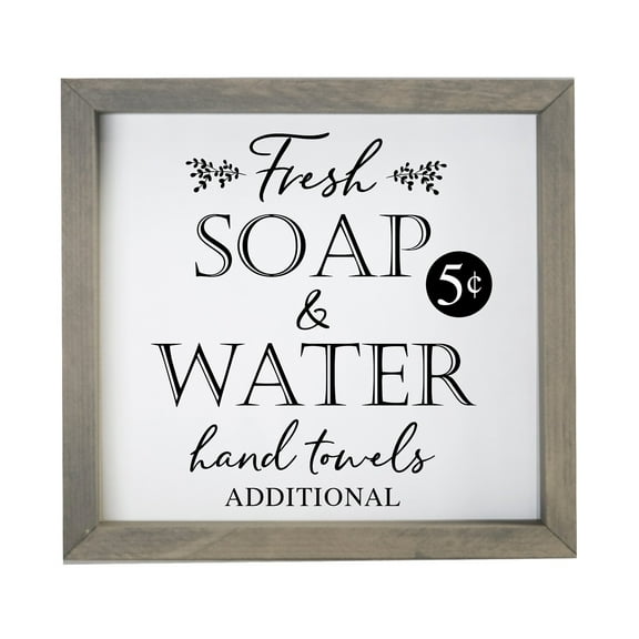 Modern Bathroom Decor Framed Shadow Box 11.5x11.5 (Fresh Soap & Water Additional)