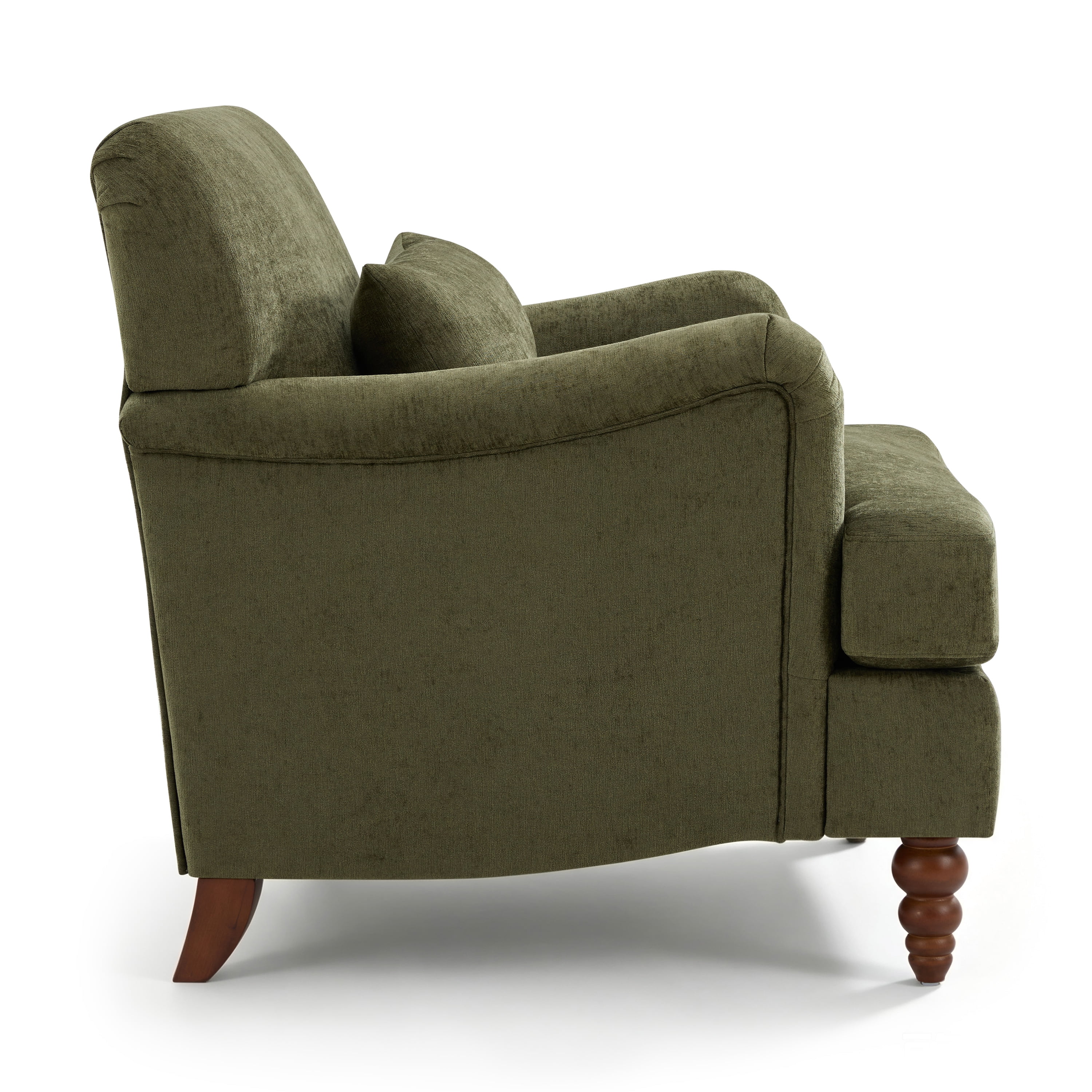 GARITIN Oversized Accent Chair 40.5 Inch, Modern Upholstered Armchair with Lumbar Pillow and Turned Wood Legs for Living Room, Green
