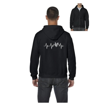 Bicycle Heartbeat Mens Hoodies Zip Up Sweater