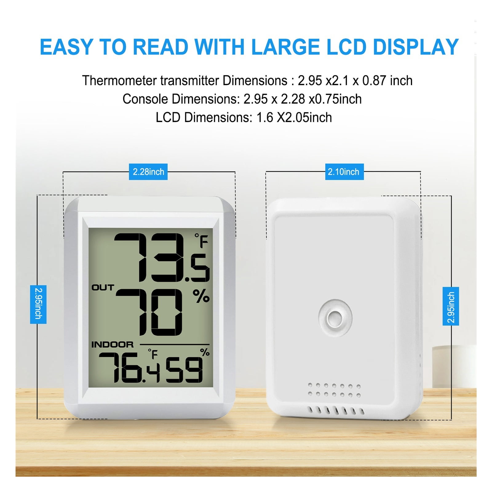 Wireless Weather Station, 328ft Remote Sensor Thermometer for Home & Garden
