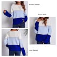 thumbnail image 4 of Suéter de mujer con bloques de color azul real, cuello redondo, manga larga, corte holgado y rayas anchas, 4 of 6