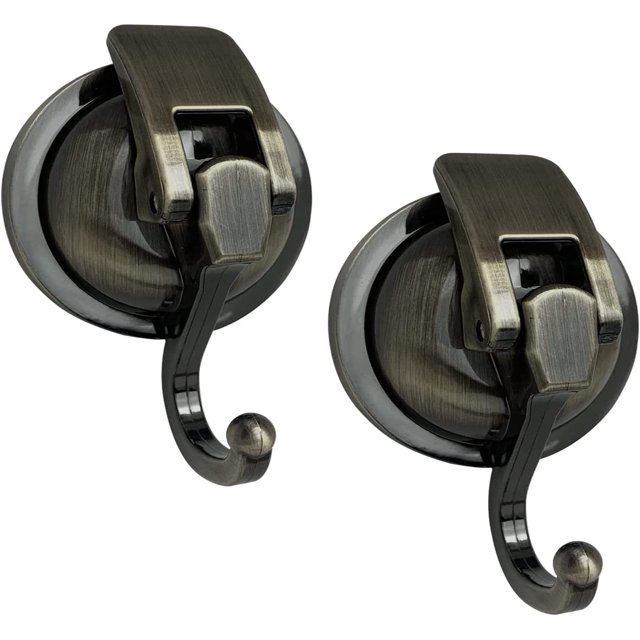 Gancho de ventosa, gancho fuerte y resistente, gancho de ducha con ventosa al vacío, reutilizable, baño, cocina, inodoro, (2 piezas, bronce)