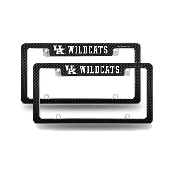 Kentucky-Wildcat's (Set of 2) Chrome Metal License Plate Frames with Carbon Fiber Design