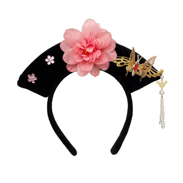 Diadema china con flores para niños, accesorio para fotos de fiestas, disfraz de cosplay Estilo C
