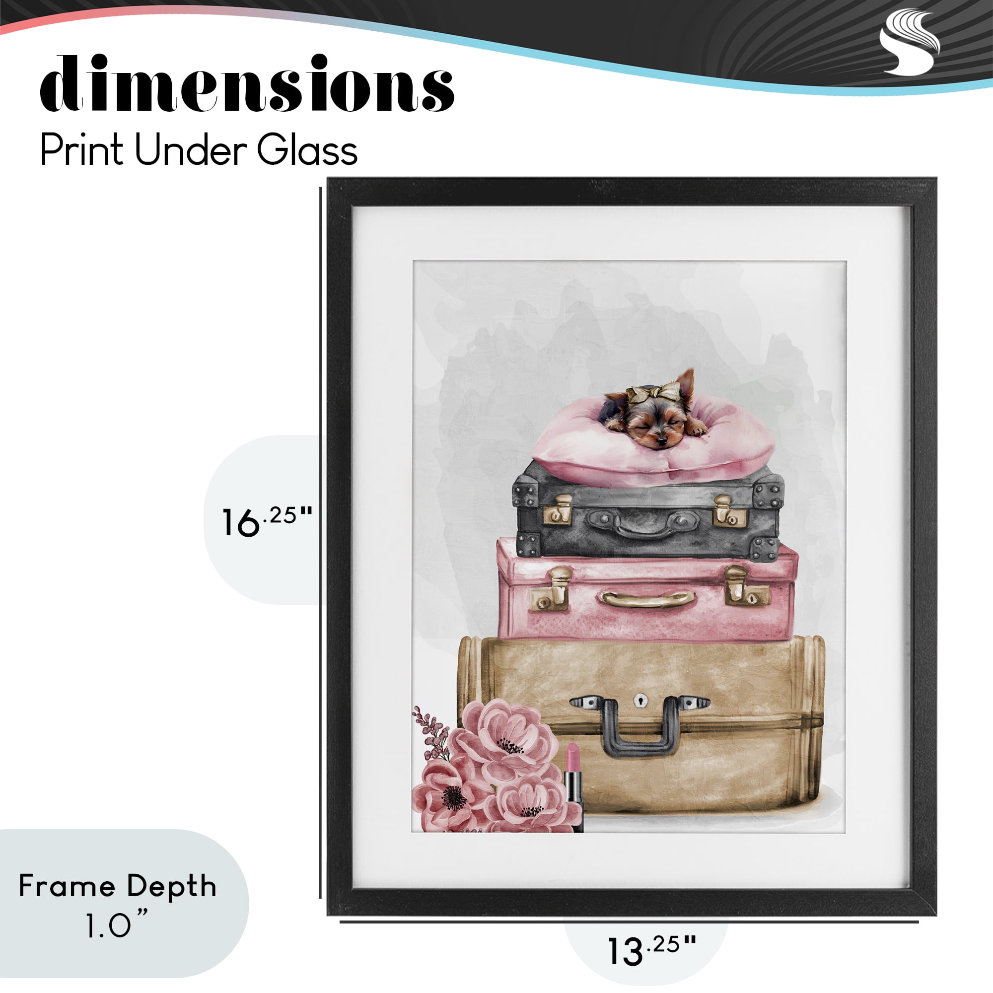 Stupell Industries Sleepy Pup Travel Black Framed Print Under Glass, design by Kim Allen