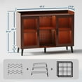 thumbnail image 2 of Modern Wine Bar Cabinet with LED Light, Wood Kitchen Coffee Bar Home Liquor Cabinets with Glass Holder, Doors and Wine Racks Buffet Sideboard with Storage for Living Room, 2 of 6