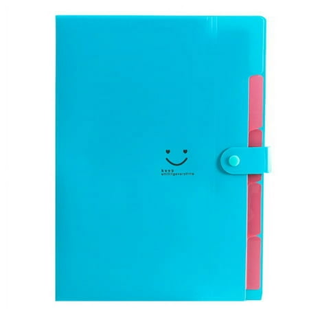 A4-Paper Expanding File Folder Pockets Plastic Expanding File Folder 5 Pocket School Supplies with 5 Pockets Pink