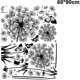 thumbnail image 1 of Pegatinas de pared de dientes de león y mariposas negras volando en el viento, murales removibles para sala de estar y dormitorio, 1 of 5