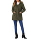 thumbnail image 2 of Chaqueta de parka de invierno para mujer Allegra K, abrigo acolchado largo, cálido, a prueba de viento, con capucha de piel sintética, color verde militar, 2 of 6