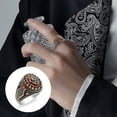 thumbnail image 5 of Meidiya Retro Luxury Natural Red Stone Turkish Finger Ring Vintage Two-tone Crown Ring Men Banquet Wedding Band Jewelry Gifts Valentine's Day Gift, 5 of 8
