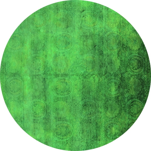 Ahgly Company Indoor Round Oriental Green Industrial Area Rugs, 6' Round