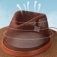 thumbnail image 2 of Visland Strap Decor Adjustable Drawstring Hollow Out Cowboy Hat Man Breathable Holes Straw Sunshade Hat Adult Headwear, 2 of 3
