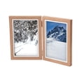 thumbnail image 1 of Hinged Photo Frame Wood Rectangle Picture Frame 4x6 for Bedroom Desk Desktop Brown Double Fold, 1 of 7