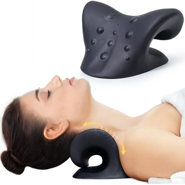Neck Stretcher for Neck Pain Relief, Neck and Shoulder Relaxer Cervical Neck Traction Device Pillow for TMJ Pain Relief and Muscle Relax, Cervical Spine Alignment Chiropractic Pillow (Black)