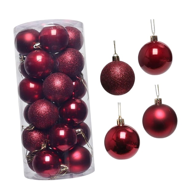 24 piezas de bolas de Navidad Gloria Bolas colgantes inastillables 6cm Decoración del hogar
