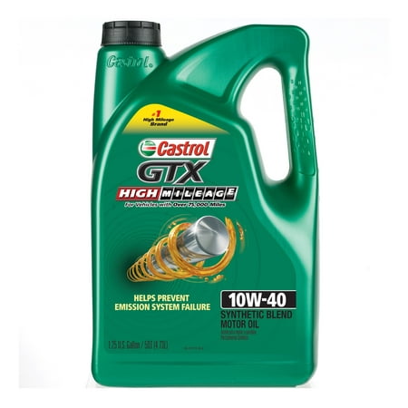 Castrol GTX High Mileage 10W-40 Synthetic Blend Motor Oil, 5 (Best Oil For High Mileage Cars)