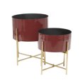 thumbnail image 6 of CosmoLiving by Cosmopolitan 15", 12"H Red Metal Planter (2 Count), 6 of 9