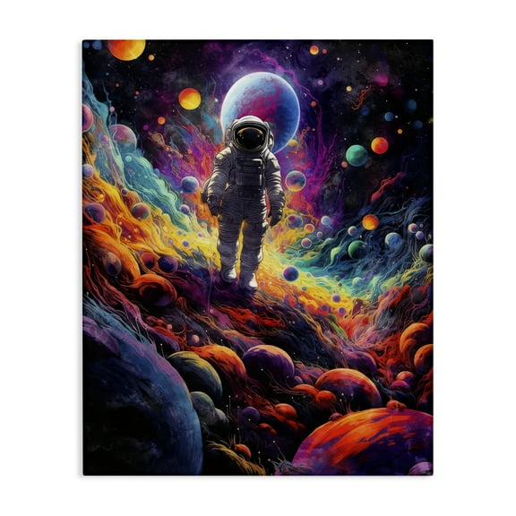 Stupell Industries Stepping on Space Terrain Astrology & Stars Painting Wrapped Canvas Art Print Wall Art, 16 x 20