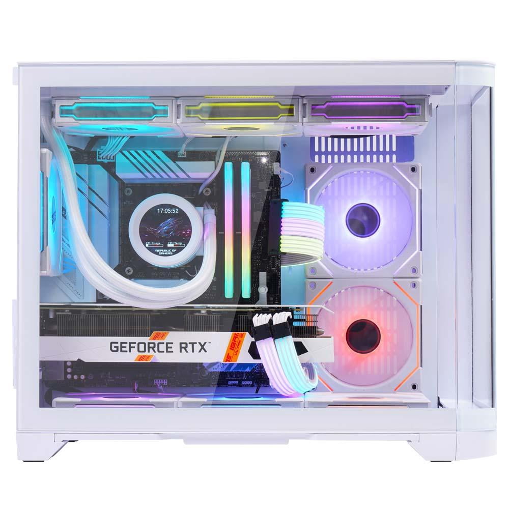WJCOOLMAN Tian Mu White Curved Glass Panoramic Version 2Side Transparent Glass Gaming Computer Case support 9 Fan Positions 240 AIO Support M-ATX/ITX High-Airflow Design