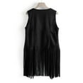thumbnail image 4 of BOOMILK Womens Tassel Vest 70s Hippie Faux Suede Fringe Jacket Sleeveless Cardigan Black, 4 of 5