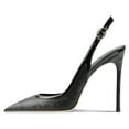 thumbnail image 2 of FSJ Women High Heels Pointed Toe Slingback Pumps Ankle Strap Stiletto Sandals Slip On Office Lady Party Dressy Shoes Size 12 Black, 2 of 4