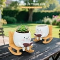 thumbnail image 3 of Rocking Chair Smiley Face Planter, Cute Plant Pots for Indoor Outdoor Plants, Succulent Pots with Drainage Hole, 3 of 8