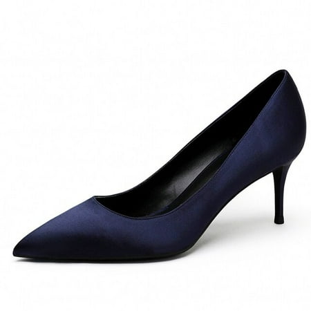 

YCNYCHCHY Women Office Shoes Red Black Silk Pump Sexy Luxury 6cm Thin Heels Pointed Toe Ladies Wedding Shoes Star Model Pumps Shoes