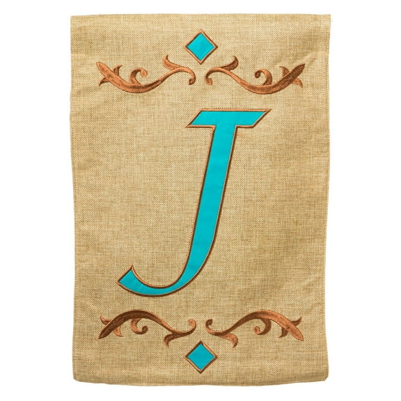 Evergreen Enterprises Teal Monogram Garden Flag