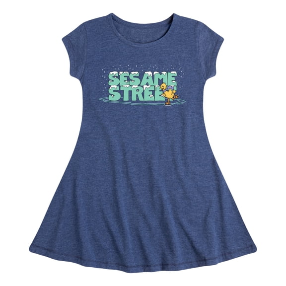 Sesame Street - Snow Logo - Youth Girls Fit And Flare Short Sleeve Dress