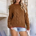 thumbnail image 4 of VISALY Pullover Crewneck Sweatshirt Ribbed Long Sleeve Tops Trendy Sweater Tops Fall Chunky Cable Knit Pullover Sweaters Thick Sweatshirts Business Casual Sweaters Casual Sweatshirt Orange Xl, 4 of 6