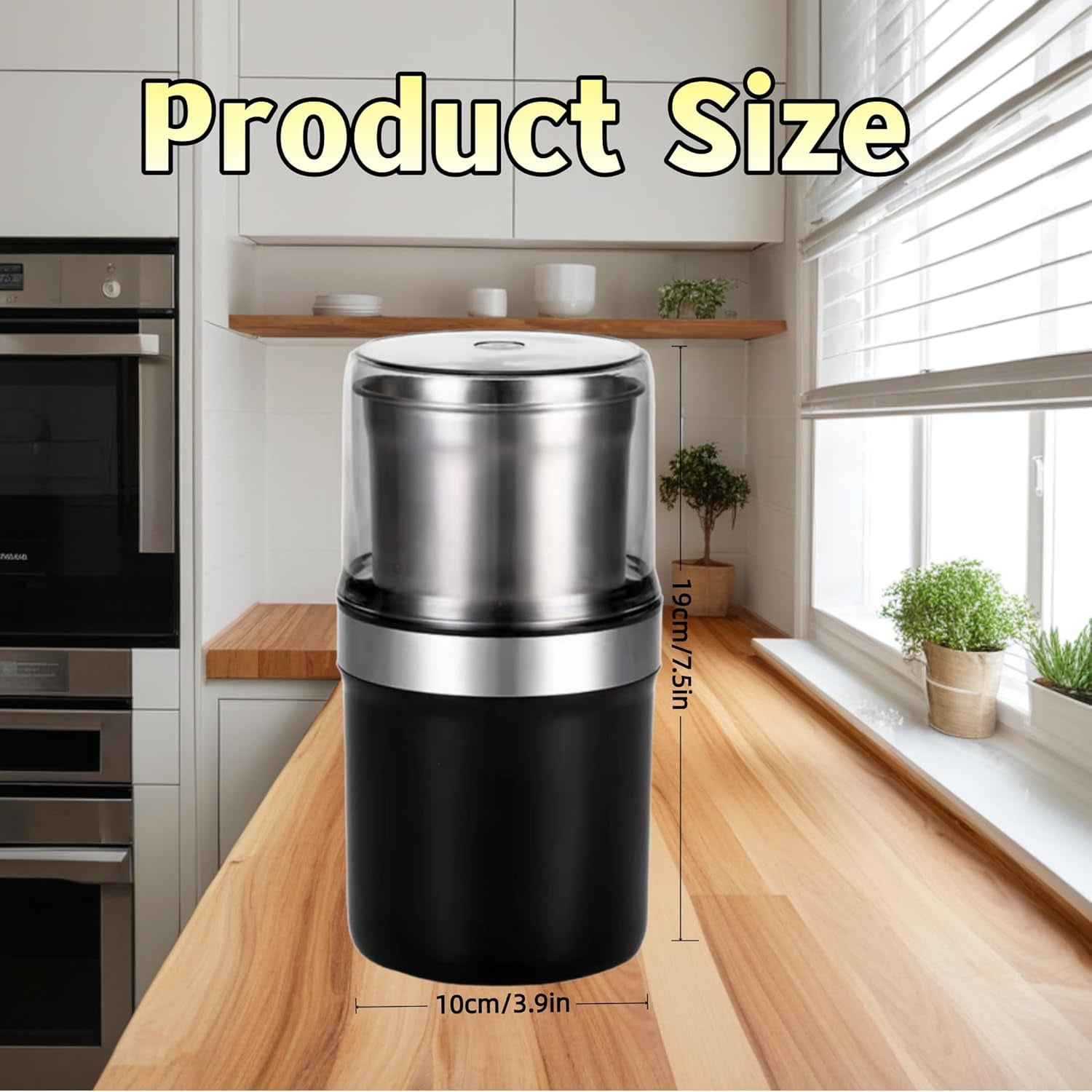 2026 New Stainless Steel Coffee & Spice Grinder, Electric Multi-Use Cup Grinder, Large Capacity Detachable Cup for Easy Cleaning, for Home Kitchen (Straight Blade&Criss-Cross Blade)Z