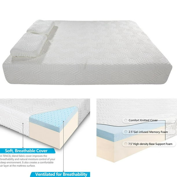 Ktaxon Traditional Firm Memory Foam Mattress Bed 10" Full Size + 2 Free