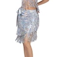 thumbnail image 4 of Daznico Belly Dance Fringe Scarf Skirt with Sequins and Metallic for Performance and Practice,Mardi Gras Clothing,One Size, 4 of 4