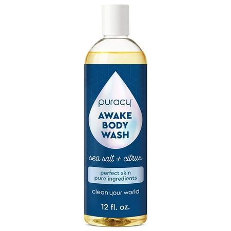 Puracy - Natural Body Wash - Moisturizing Shower Gel for Dry Sensitive Skin - Citrus & Sea Salt  12 Oz