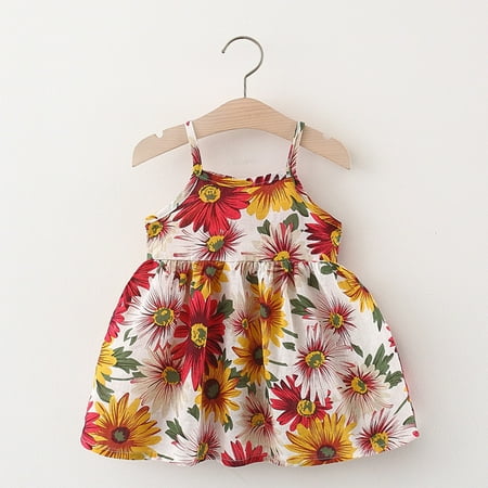 

Aayomet Dresses For Girls Slip Sleeveless Beach Girls Kids Clothes Flower Dress Toddler Floral Dress Baby Girls Dress&Skirt Yellow 6-12 Months