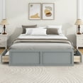 thumbnail image 3 of Harper & Bright Designs Queen Platform Beds with 6 Storage Drawers, Rustic Wood Queen Size Platform Bed Frame without Headboard, Gray, 3 of 10
