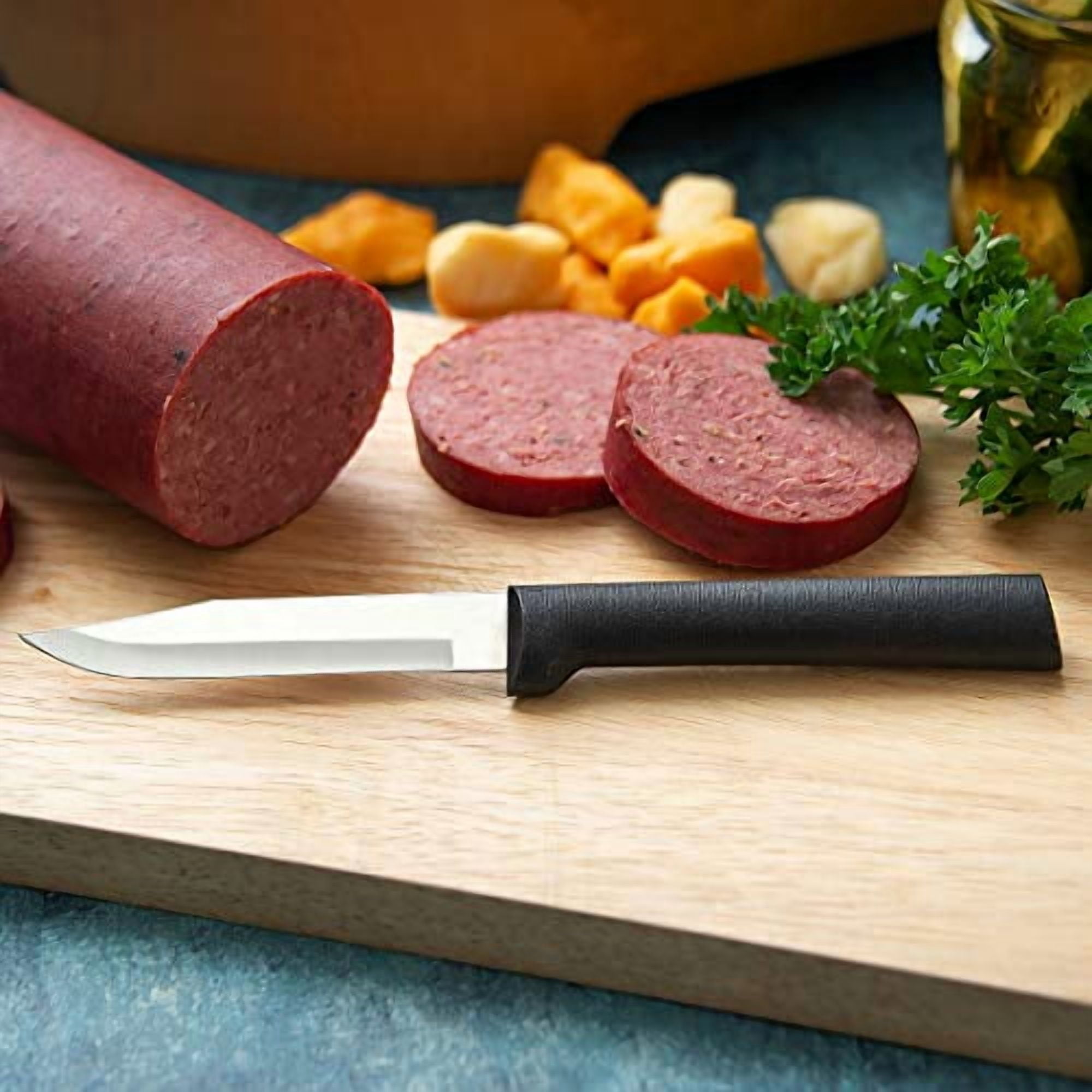 Rada Cutlery 3-Piece Peel, Pare & Slice Gift Knives Set with Quick Edge Sharpener, Black Handles
