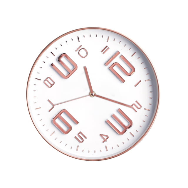 Reloj de pared Injueey 12 pulgadas decorativo moderno para sala de estar Oro rosa