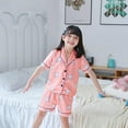 thumbnail image 7 of Toddler Baby Kids Boys Girls Satin Summer Pajamas Set Short Sleeve Pajamas Top Pants 2Pcs Loungwear Sleepwear Pjs 1-6 Years, 7 of 7
