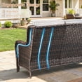 thumbnail image 5 of POCASSY 6 Pieces Outdoor Patio Furniture Sets with Swivel Rocker Patio Chairs, PE Wicker Patio Outdoor Conversation Set with Swivel Glider Chairs and 3-Seat Sofa, Ideal for Balcony, Deck, Backyard, 5 of 18