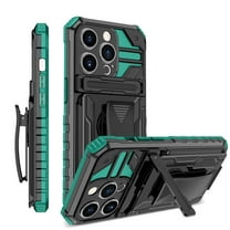 for iPhone 15 Pro Max Case - Heavy Duty Phone Holster with Belt Clip | with Kickstand | Shockproof, Dual Layer Protective | Drop Protection Hybrid Case for iPhone 15 Pro Max | Darkgreen