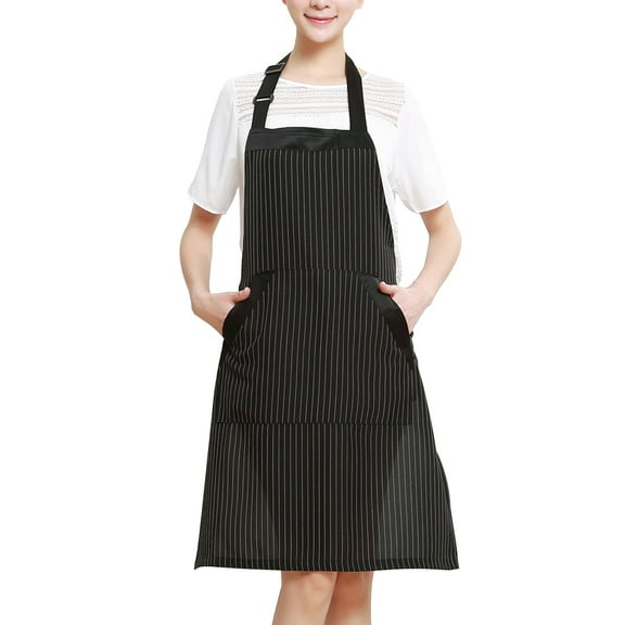 REOFLYUP Hairdresser Barber Apron Black Polyester Cotton for Salon and Kitchen 1Pack 30x24in